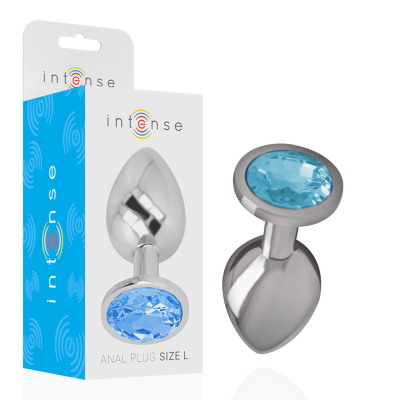 Intense - Aluminum Metal Anal Plug With Blue Crystal Size L 1