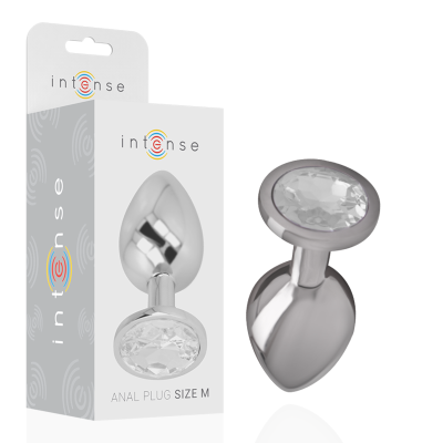 Intense - Aluminum Metal Anal Plug With Silver Crystal Size M 2