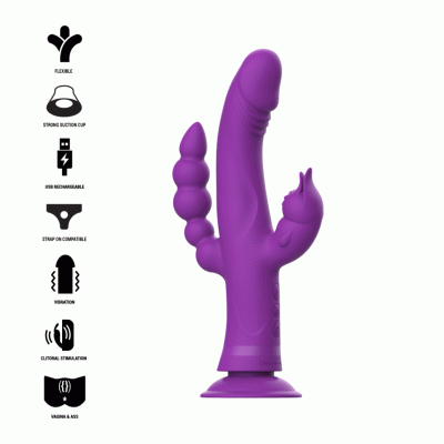 Intense - Casanova Rabbit Silicone Vibrator Triple Motor Purple 1