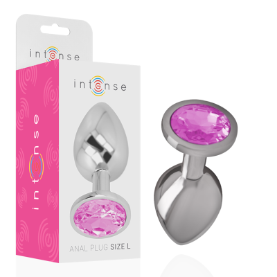 Intense - Aluminum Metal Anal Plug With Pink Crystal Size L 2