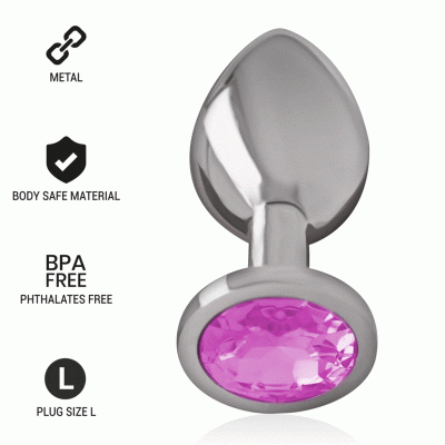 Intense - Aluminum Metal Anal Plug With Pink Crystal Size L 1