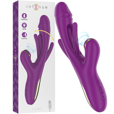 Intense - Ateneo Rechargeable Multifunction Vibrator 7 Vibrations With Swinging Motion And Sucking Purple 1