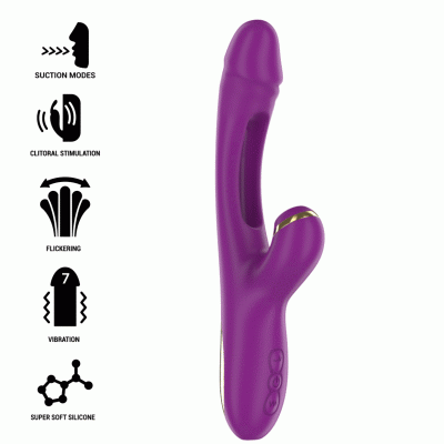 Intense - Ateneo Rechargeable Multifunction Vibrator 7 Vibrations With Swinging Motion And Sucking Purple 2