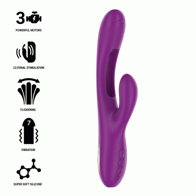 Intense - Apolo Rechargeable Multifunction Vibrator 7 Vibrations With Swinging Motion Purple 2