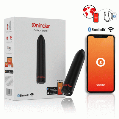 Oninder - Berlin Bullet Vibrator Black 9 Modes 8.5 X 2 Cm - Free App 1