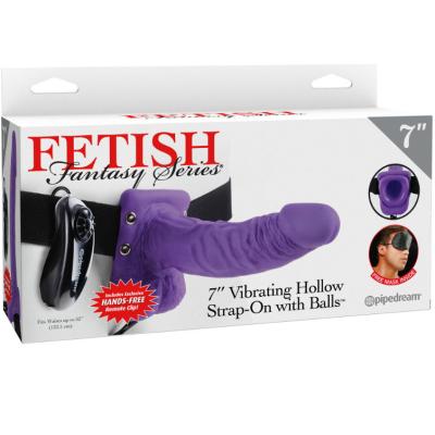 Fetish Fantasy Series - Series 7 Hollow Strap-On Vibrating With Balls 17.8Cm Purple 2