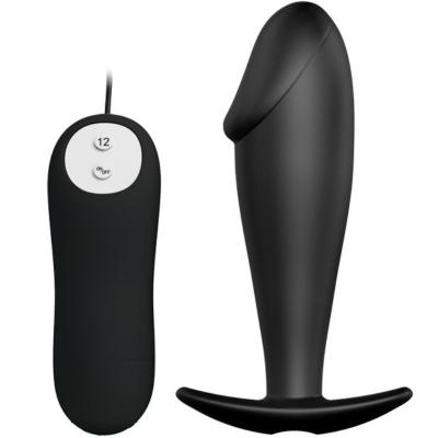 Pretty Love - Silicone Anal Plug Penis Form And 12 Vibration Modes Black 1