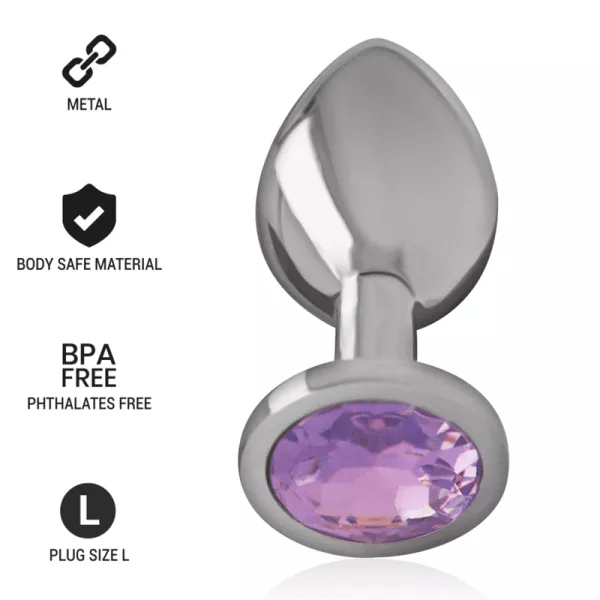 Intense - Aluminum Metal Anal Plug With Violet Crystal Size L 1