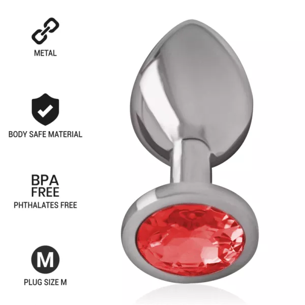 Intense - Metal Anal Plug With Red Crystal Size M 1