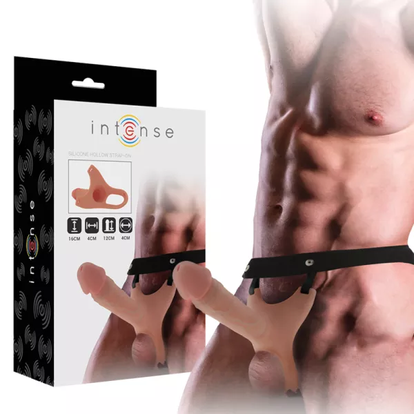 Intense - Hollow Harness With Silicone Dildo 16 X 3.5 Cm 2