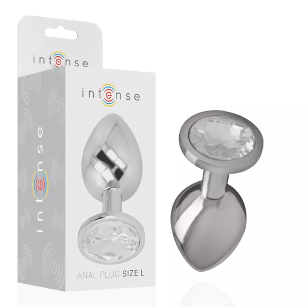 Intense - Aluminum Metal Anal Plug With Silver Crystal Size L 2