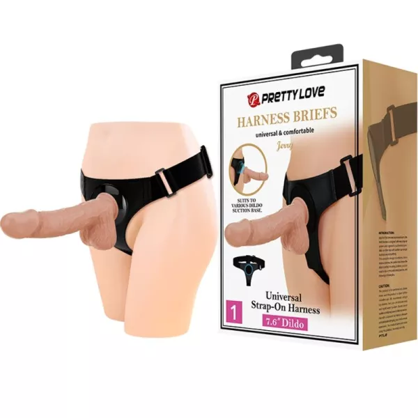 Pretty Love - Harness Briefs Universal Harness With Dildo Jerry 21.8 Cm Natural 1