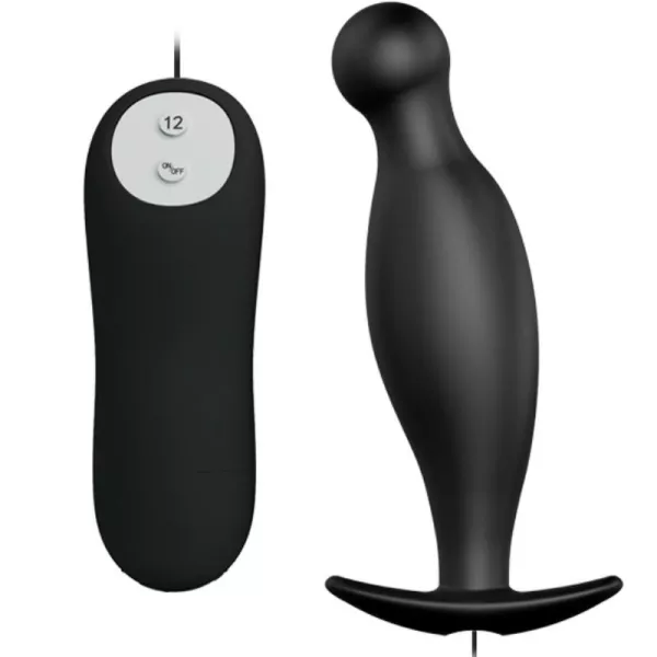 Pretty Love - Silicone Anal Plug 12 Vibration Modes Black 1