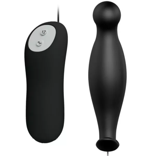 Pretty Love - Silicone Anal Plug 12 Vibration Modes Black 2